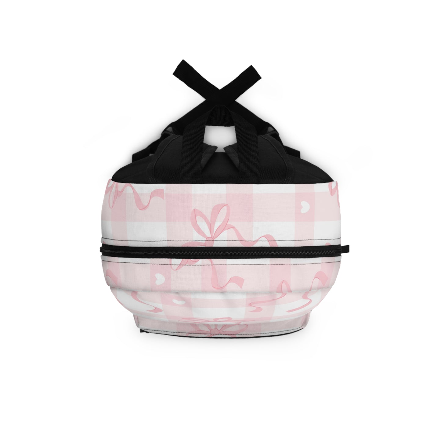 Pink Gingham Bunny Backpack — Personalized Kids School Bag with Bow & Heart Pattern
