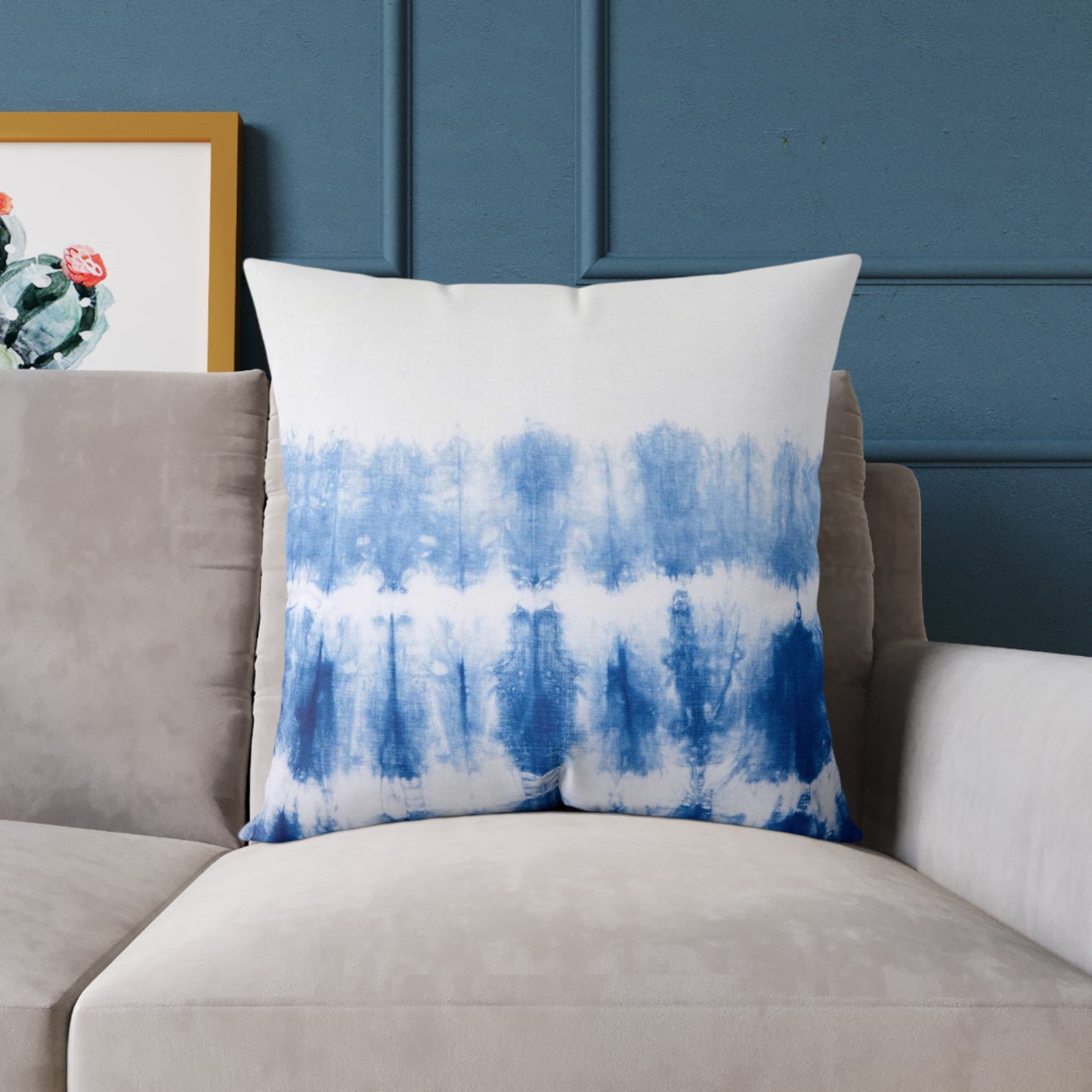Ombre Blue Tie Dye Pillow made from durable poly canvas, featuring a unique tie dye design in shades of blue. Available in various sizes to add a splash of color and style to your home decor. Perfect for cozy relaxation.