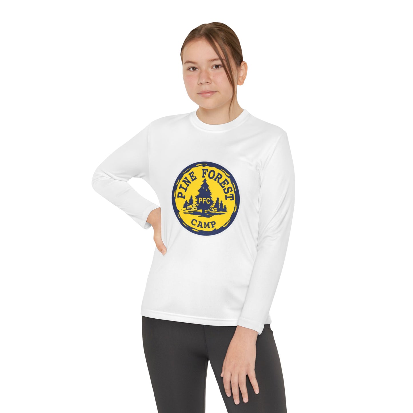 Youth Long Sleeve Tee - Pine Forest Camp Patch Design