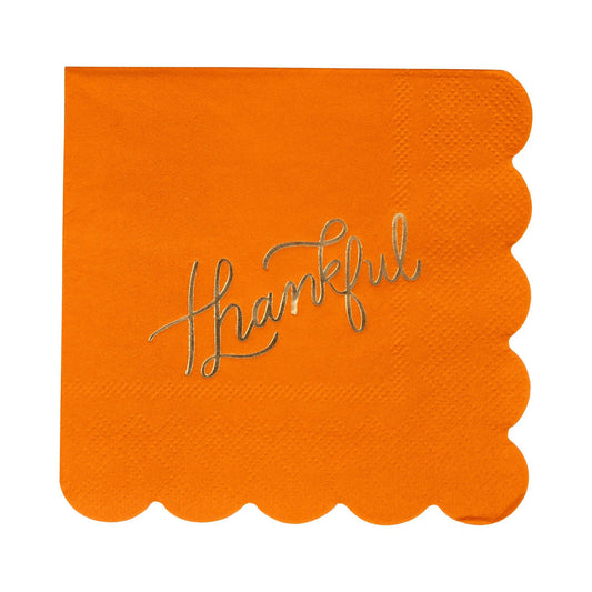 “Grateful Sips” 🍂 Foil Thankful Cocktail Napkins