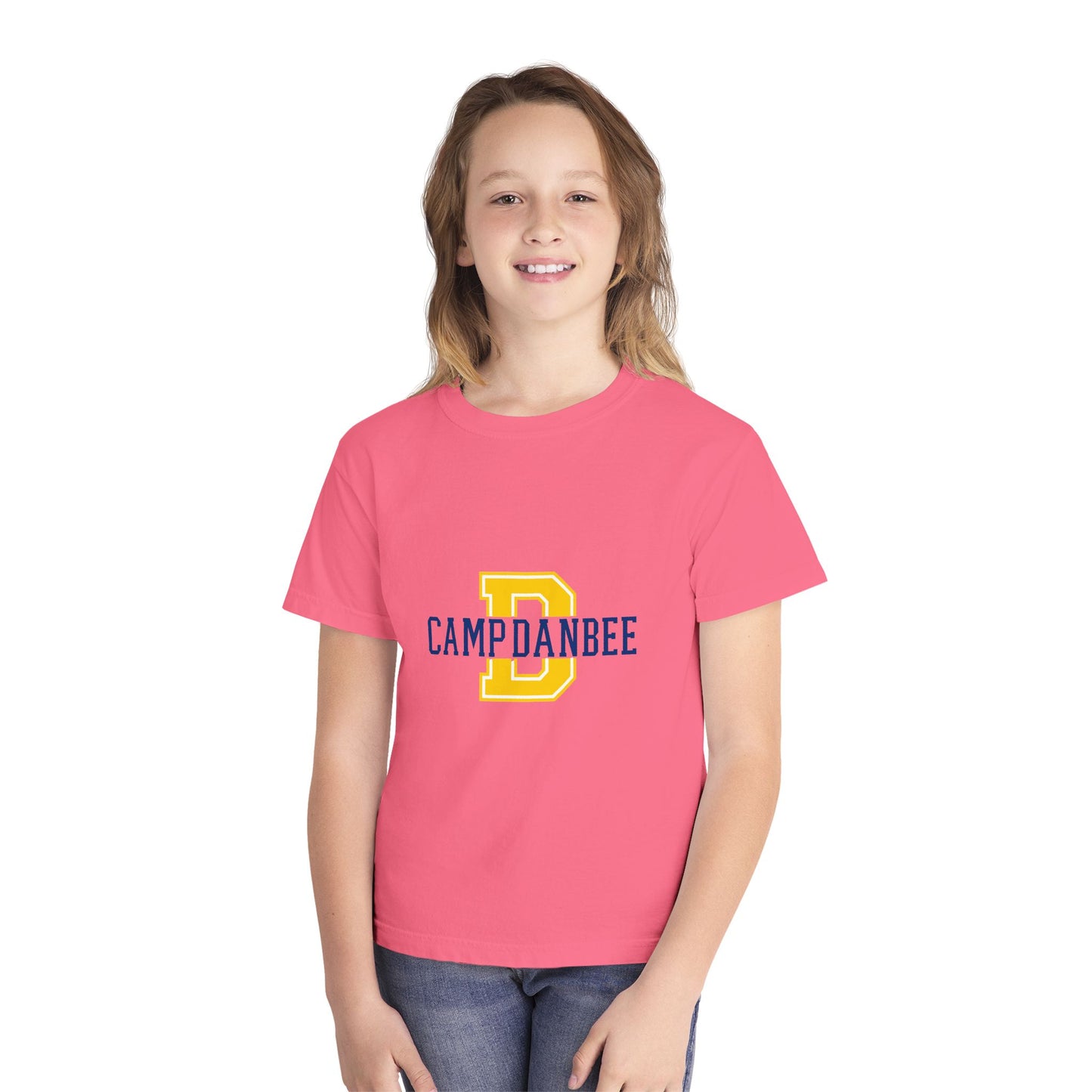 Youth T-Shirt — Camp Danbee Yellow Tee with Letter D