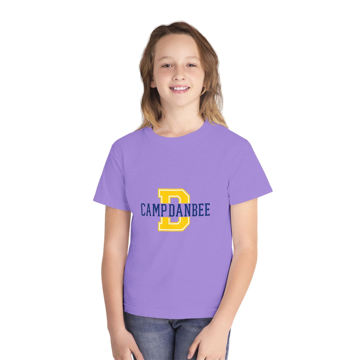 Youth T-Shirt — Camp Danbee Yellow Tee with Letter D
