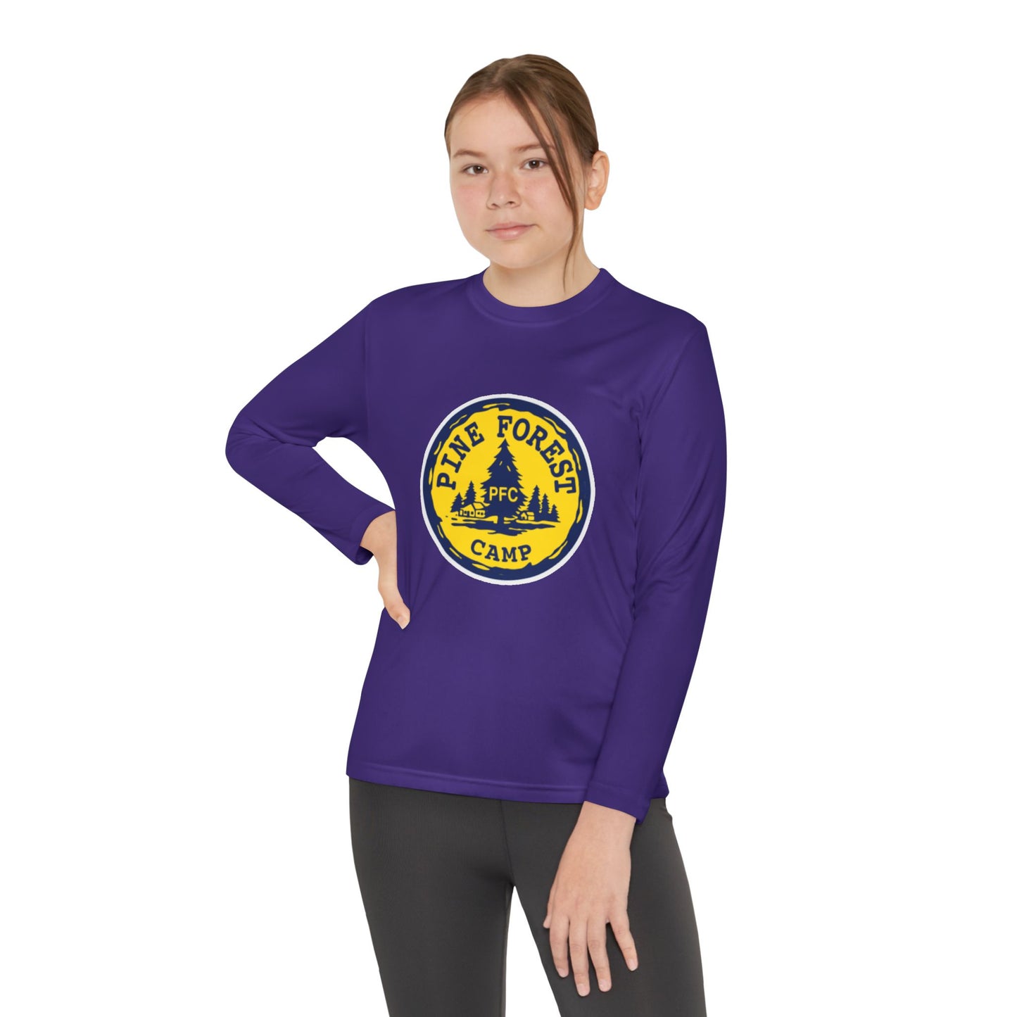 Youth Long Sleeve Tee - Pine Forest Camp Patch Design