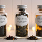 Tea party favors – personalized ‘Let Love Brew’ acrylic bottles with loose tea for showers