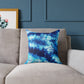 Blue Tie Dye Square Poly Canvas Pillow with a playful design, perfect for adding a pop of color to any room. Ideal for lounging or snuggling, this eye-catching pillow enhances your home decor while reflecting your unique style.