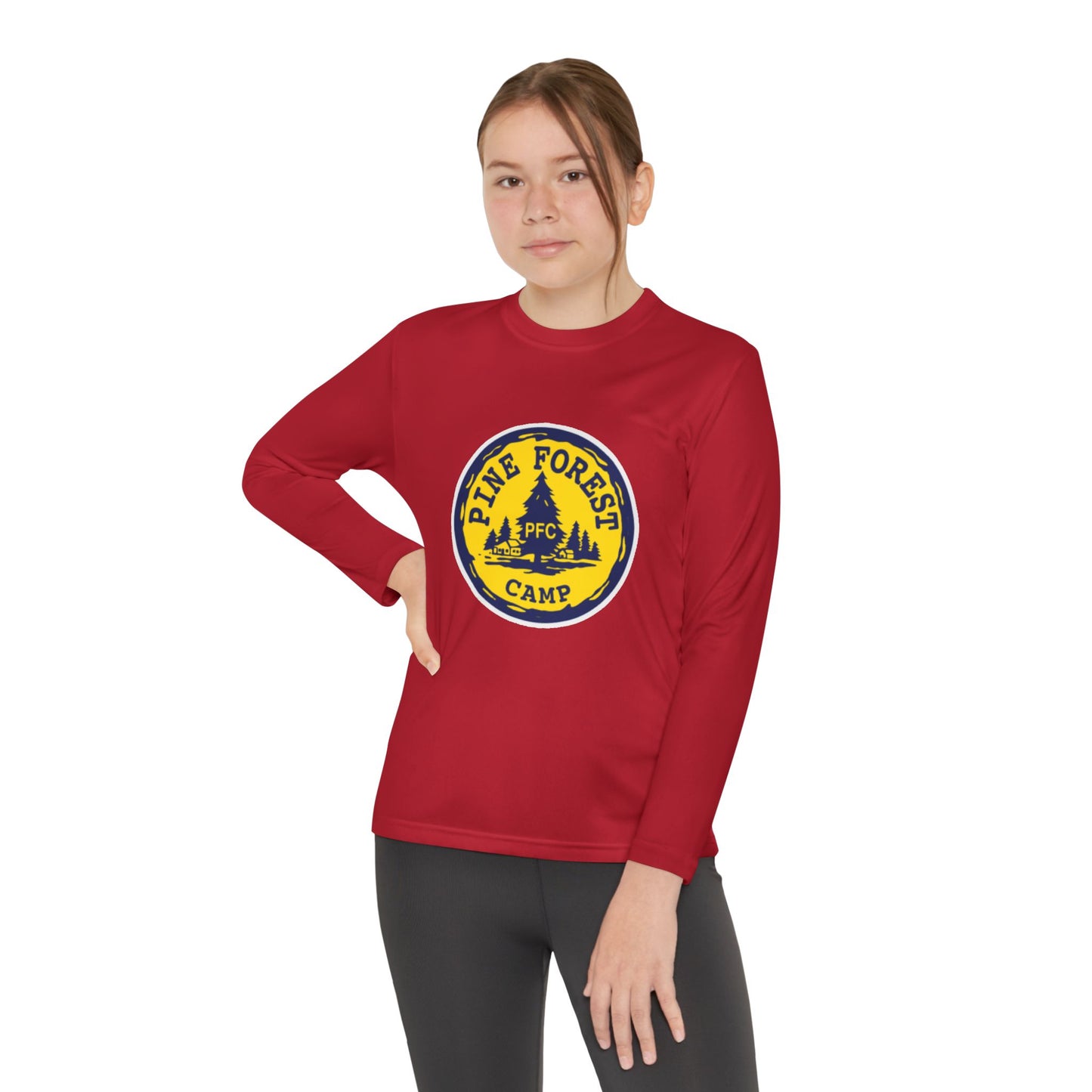 Youth Long Sleeve Tee - Pine Forest Camp Patch Design