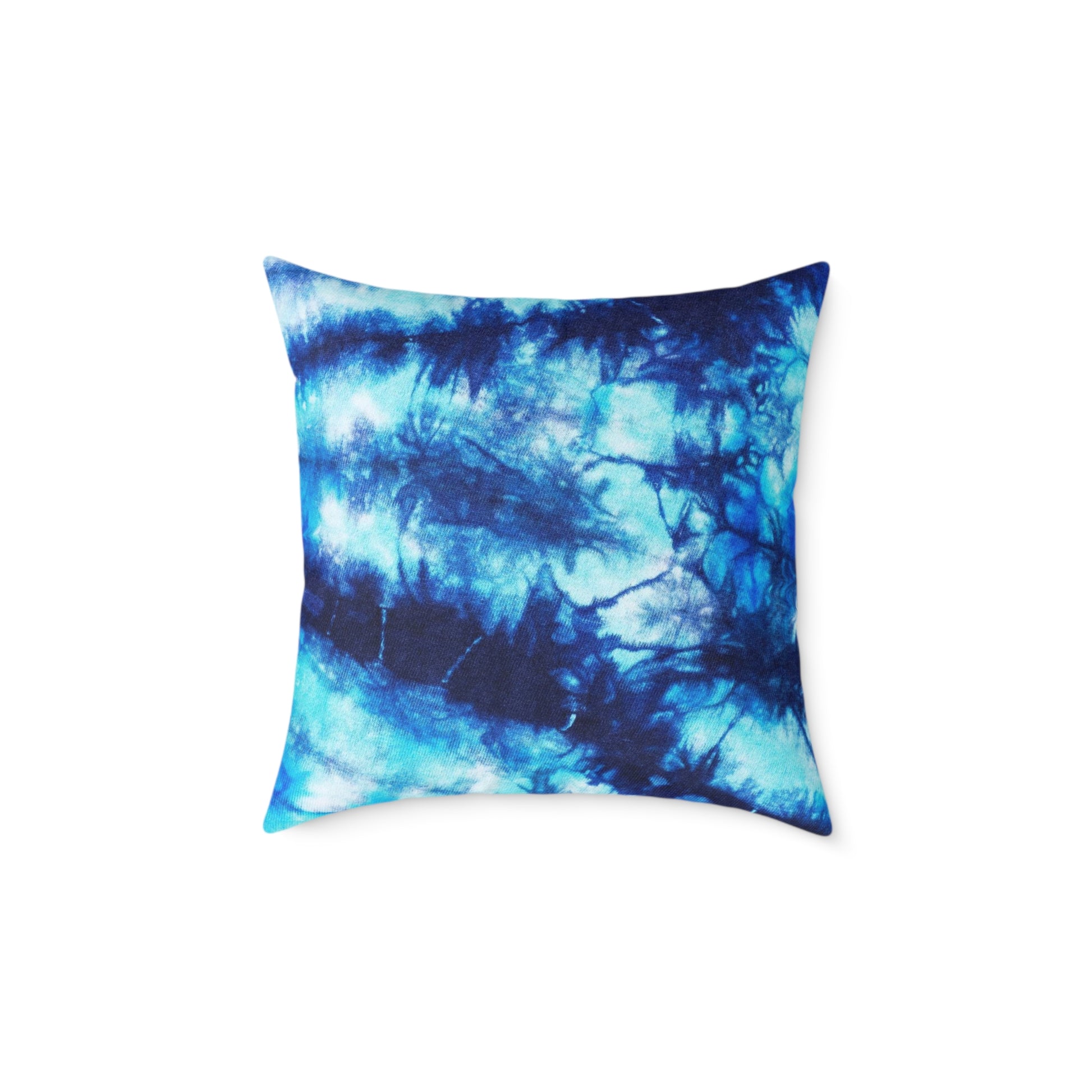 Blue Tie Dye Square Poly Canvas Pillow with a playful design, perfect for adding a pop of color to any room. Ideal for lounging or snuggling, this eye-catching pillow enhances your home decor while reflecting your unique style.