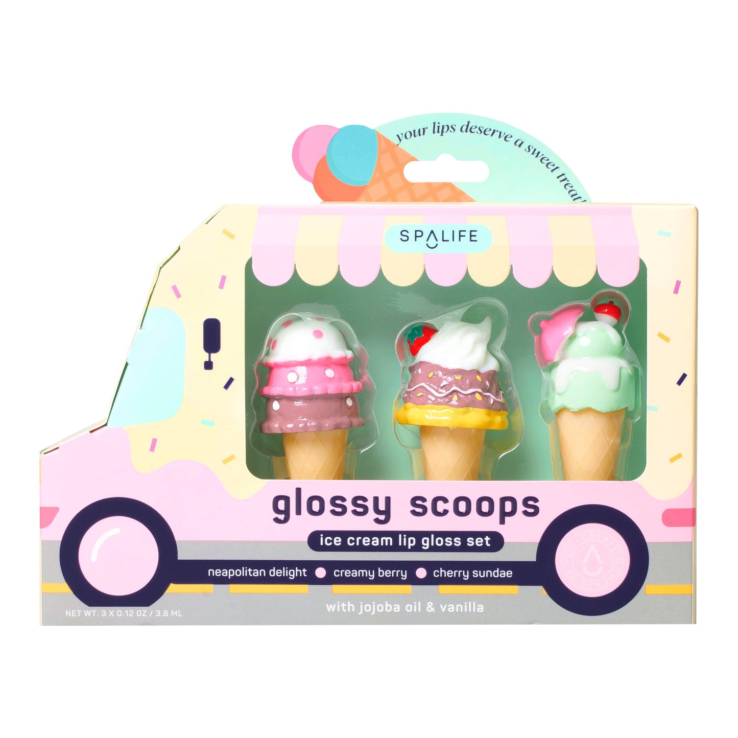 Glossy Scoops ice cream lip gloss trio gift set