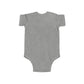 Trendy Cowboy Ghost Trick or Treat baby onesie featuring a cute ghost in a cowboy outfit holding a candy bag. Made from 100% combed ringspun cotton, this short-sleeved bodysuit is comfortable, lightweight, and perfect for baby boys or girls aged 6M-24M.