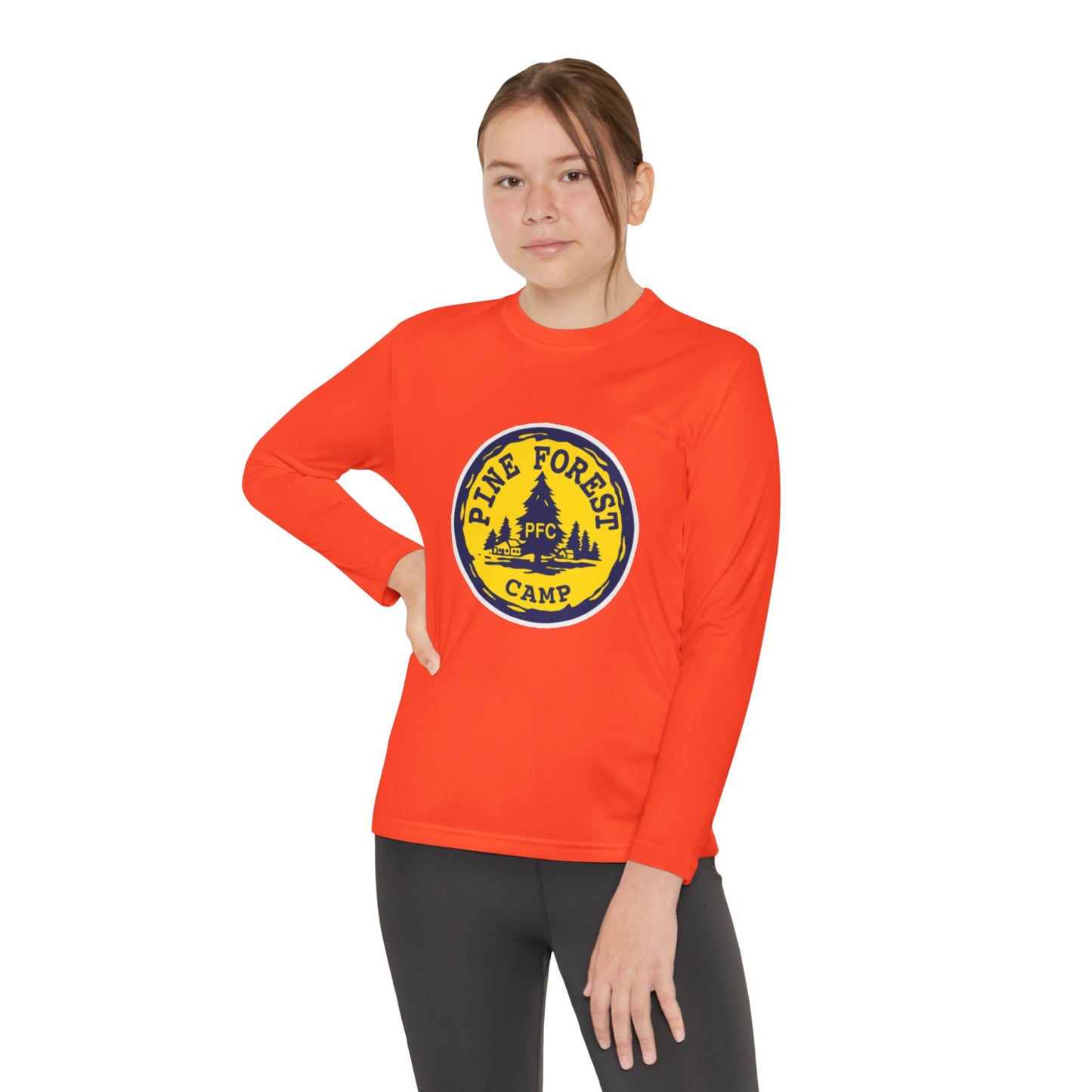 Youth Long Sleeve Tee - Pine Forest Camp Patch Design