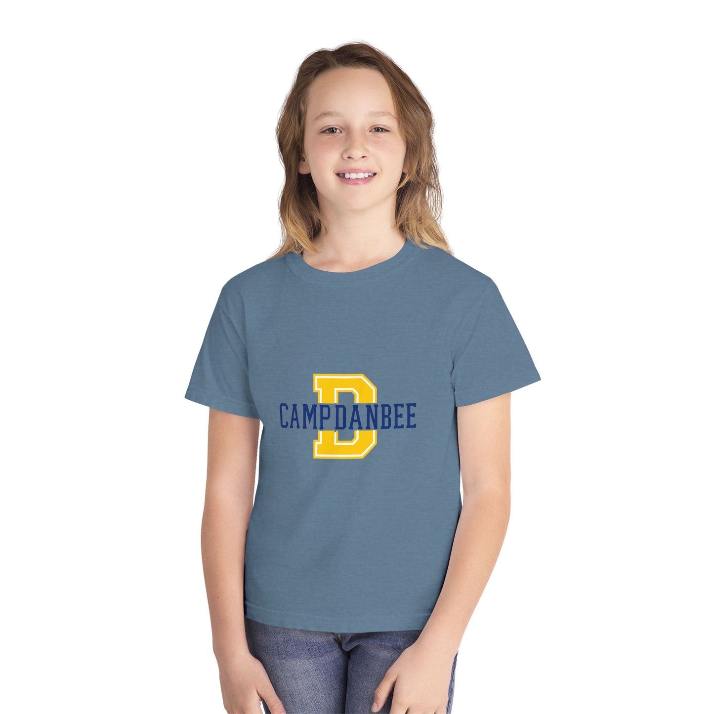 Youth T-Shirt — Camp Danbee Yellow Tee with Letter D