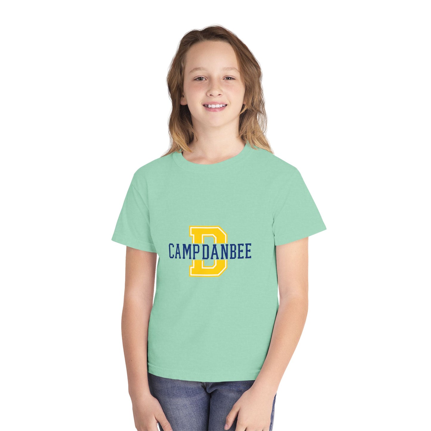 Youth T-Shirt — Camp Danbee Yellow Tee with Letter D