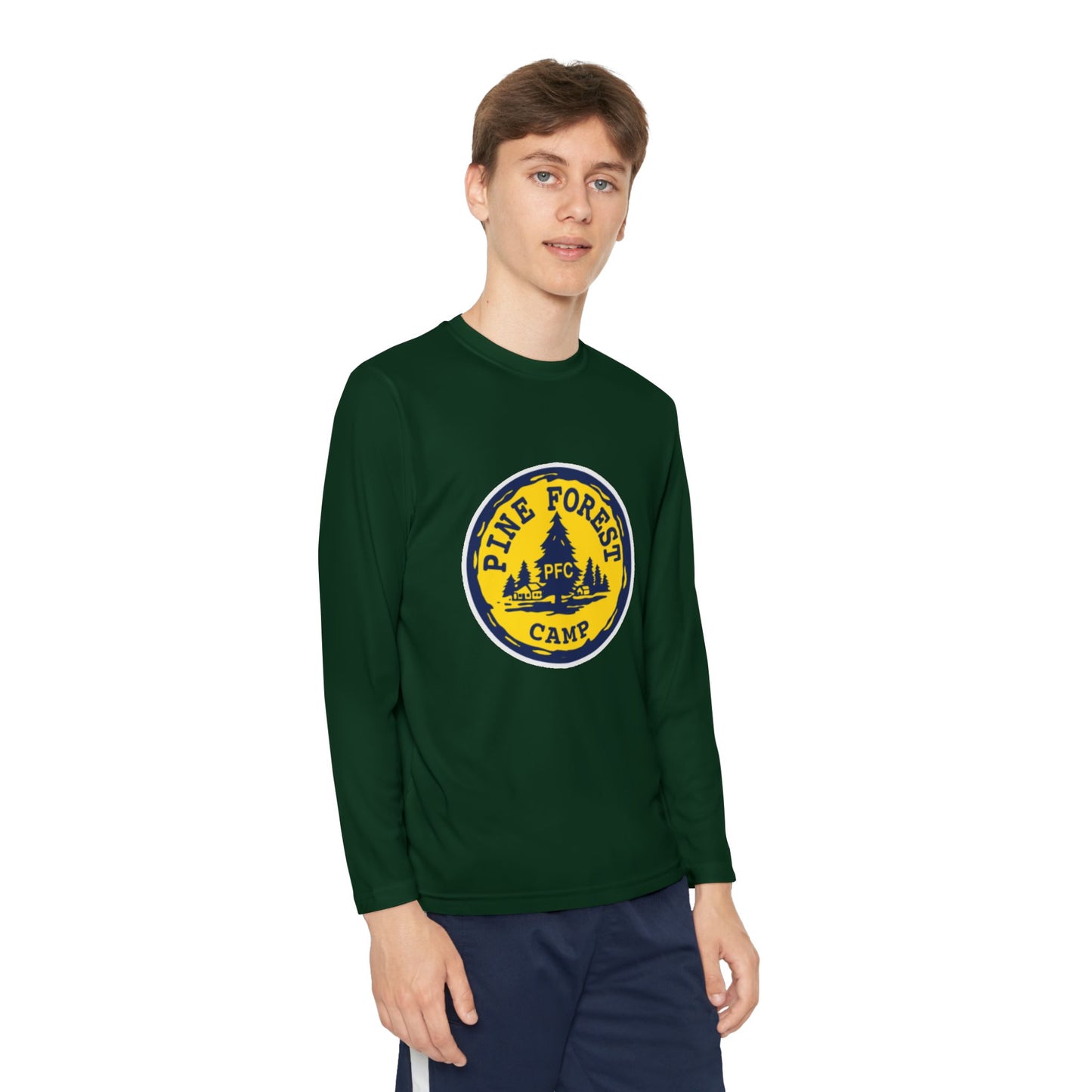 Youth Long Sleeve Tee - Pine Forest Camp Patch Design