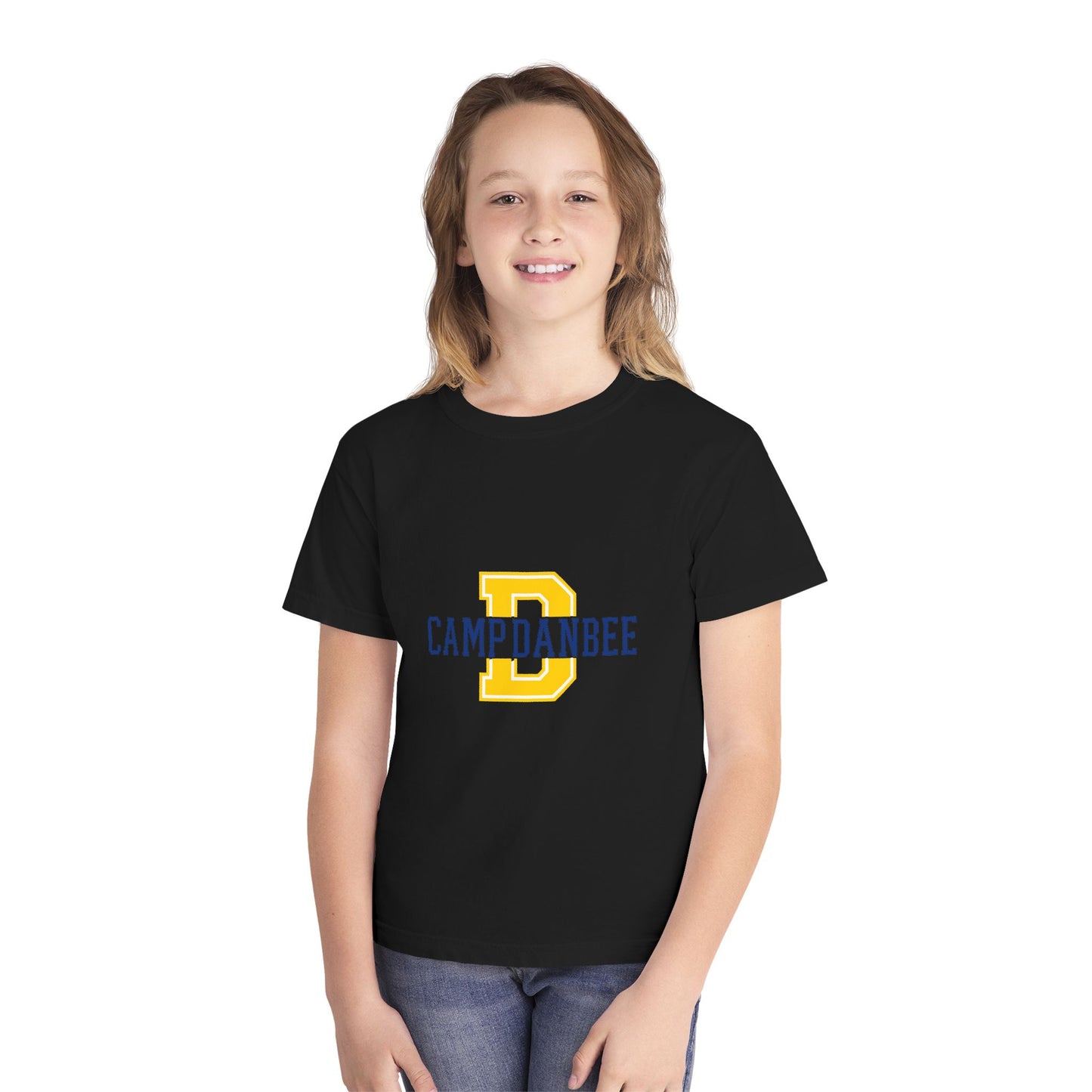 Youth T-Shirt — Camp Danbee Yellow Tee with Letter D