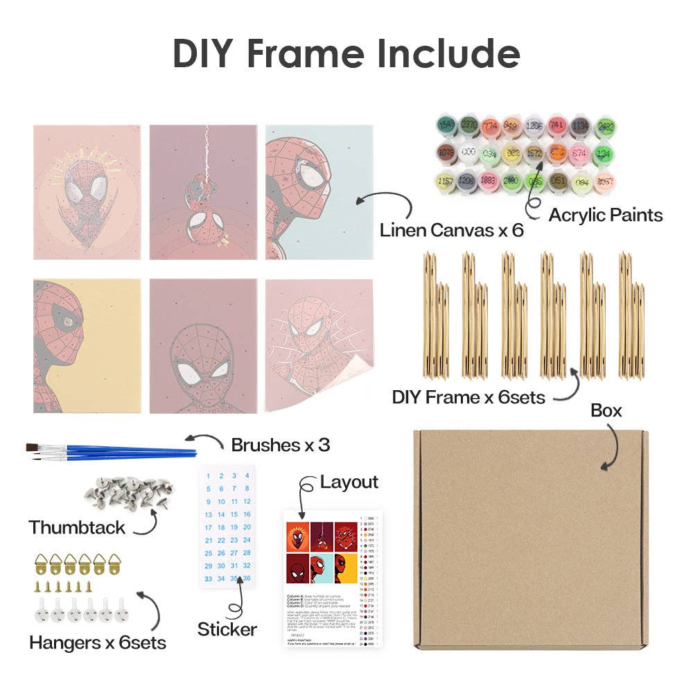 "Mini Avenger" 🦸 Superhero Mini Paint-by-Numbers 6-Pack by Paint Your Numbers