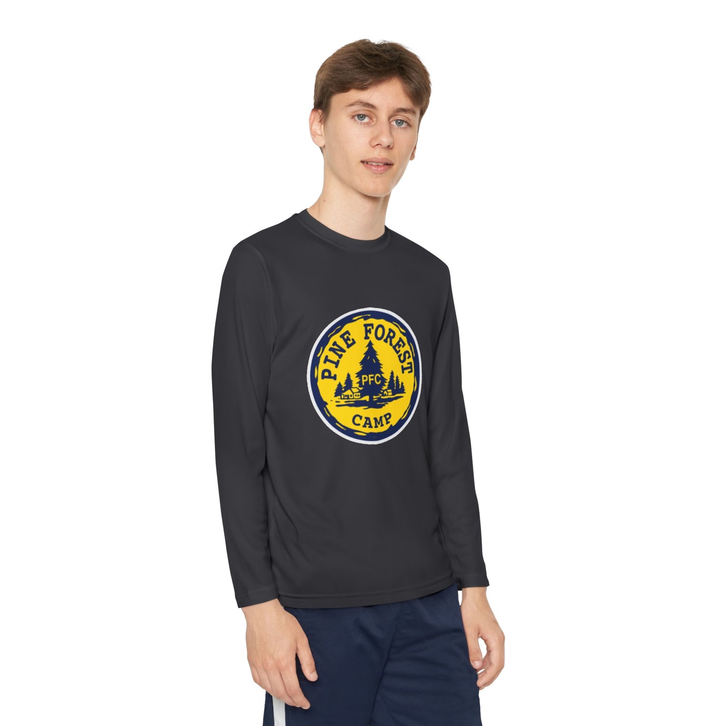 Youth Long Sleeve Tee - Pine Forest Camp Patch Design