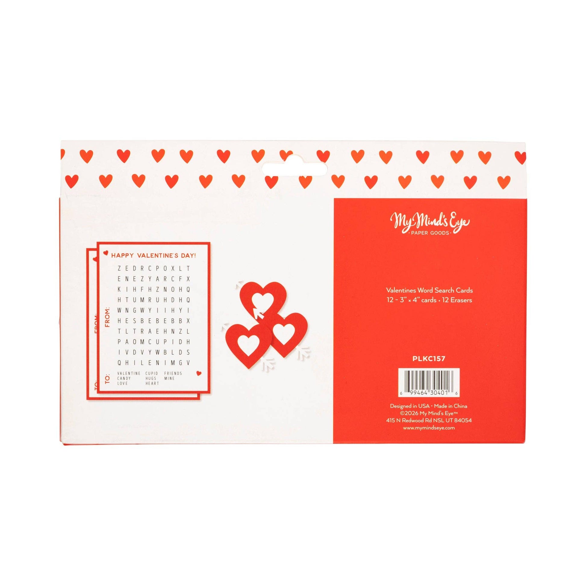 Kids solving Valentine word search activity cards