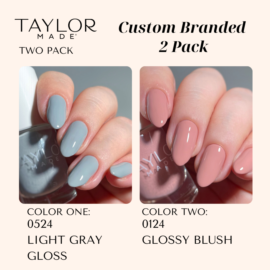 Custom Nail Polish: 2 Pack Long-wearing + Vegan + Non-toxic: 0224 Glossy Fuschia / 1424 Royal Blue Gloss with Hint of Shimmer