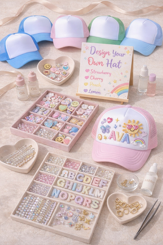 “Hat’s So Extra” 🧢✨ DIY Design Your Own Trucker Hat Kit by CGO (Set of 10)