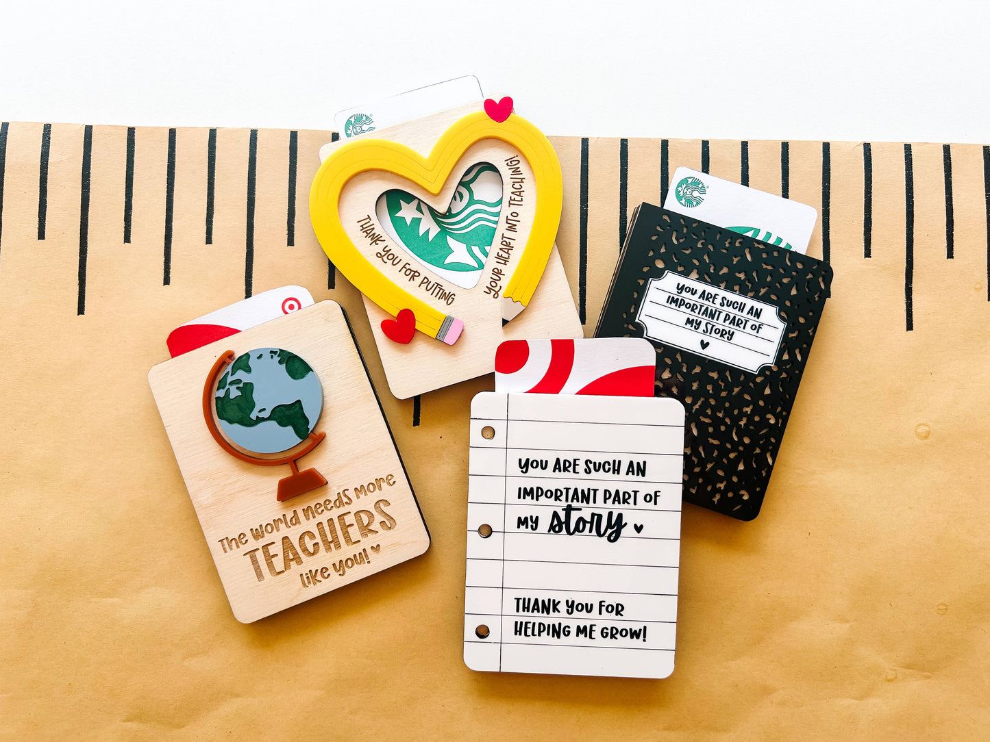 "Around the World Best" 🌍 Globe Teacher Gift Card Holder by Goldie Letter Company