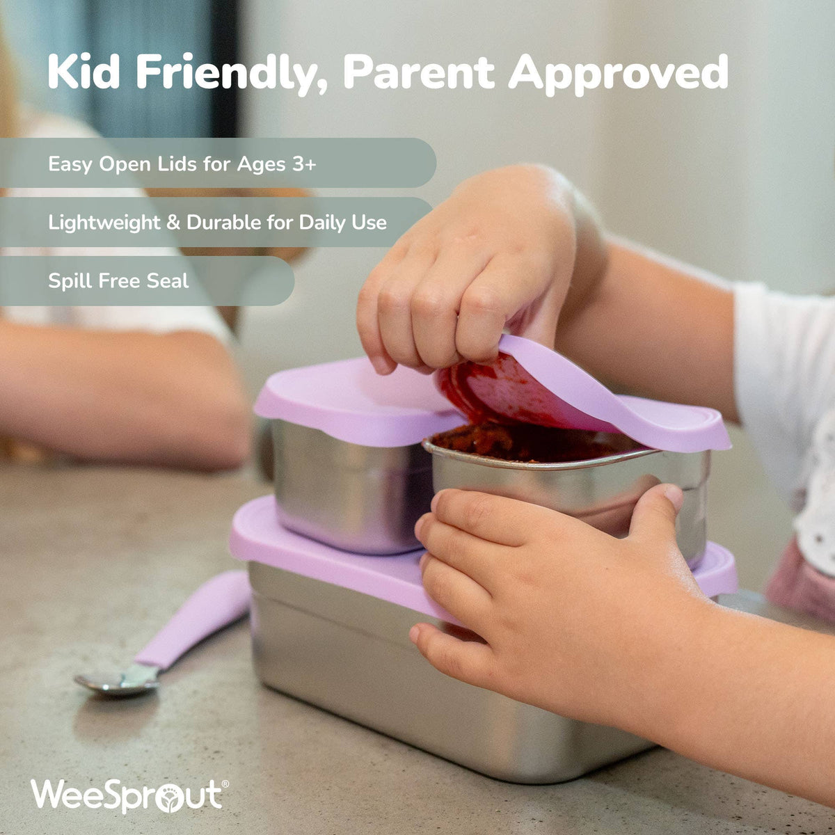 "Packed with Purpose" 🍱 Stainless Steel Bento Box Lunch Set with Silicone Lids by WeeSprout