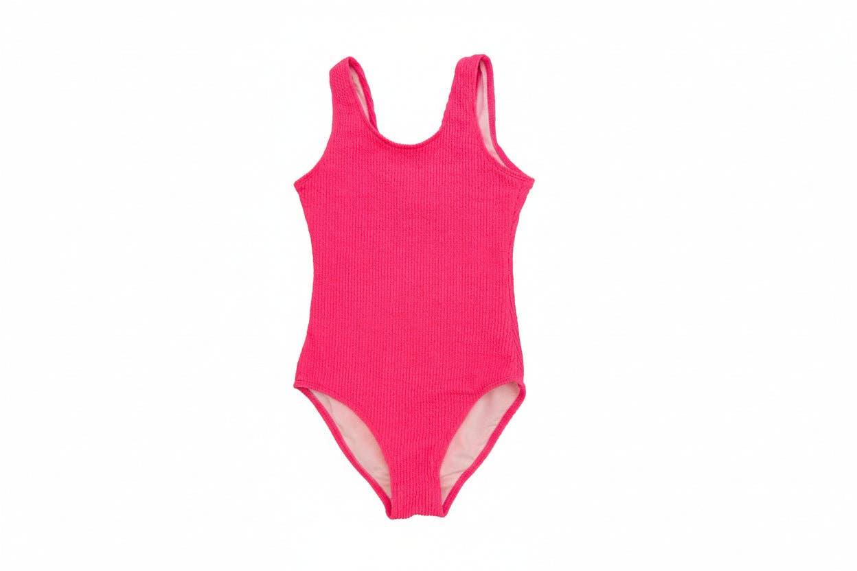 "Crinkle & Shine" 💗 Hot Pink Crinkle One-Piece Swimsuit by Tweenstyle