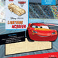 Assembled 3D Lightning McQueen wooden model with Cars 3 activity book and craft materials
