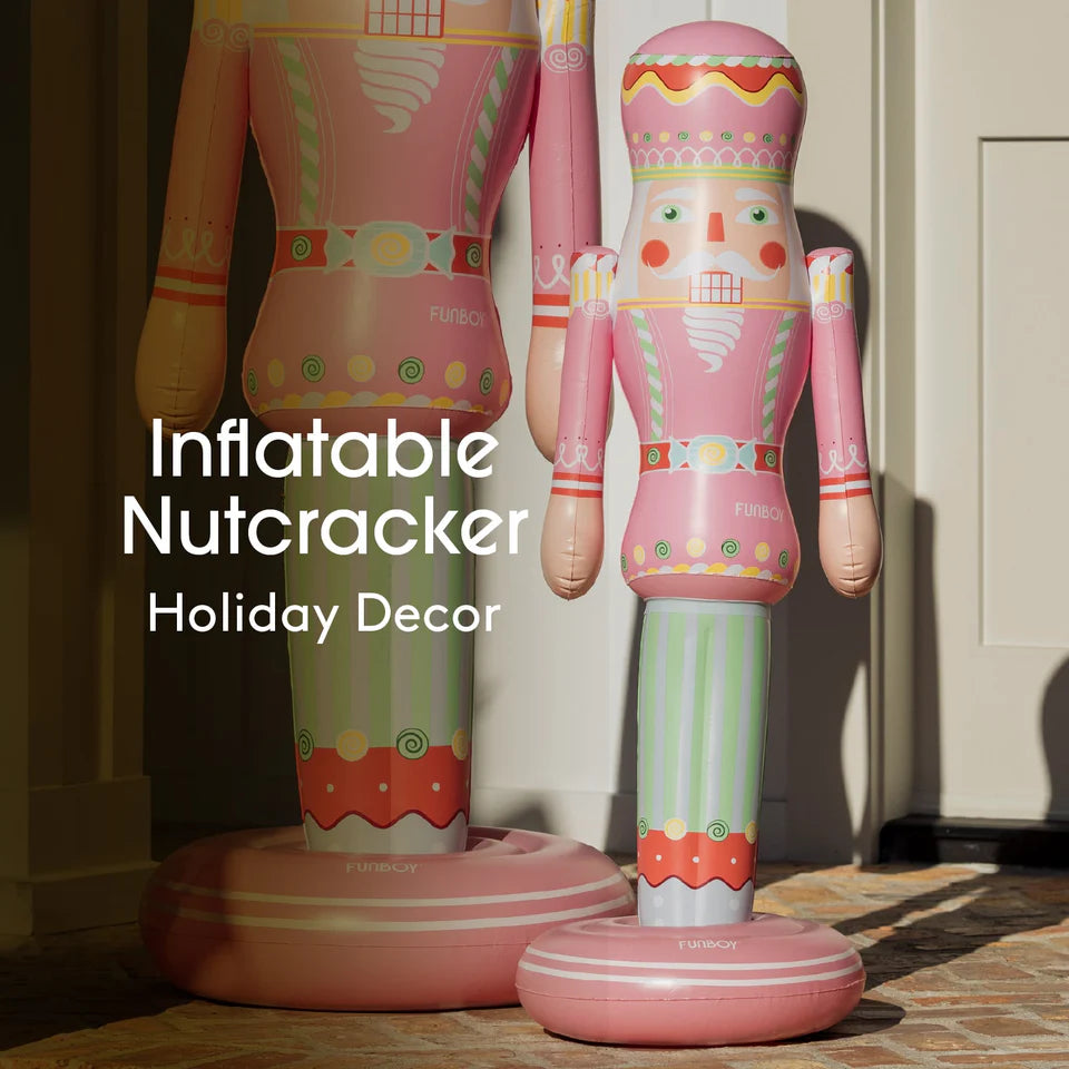 modern pink nutcracker inflatable christmas yard