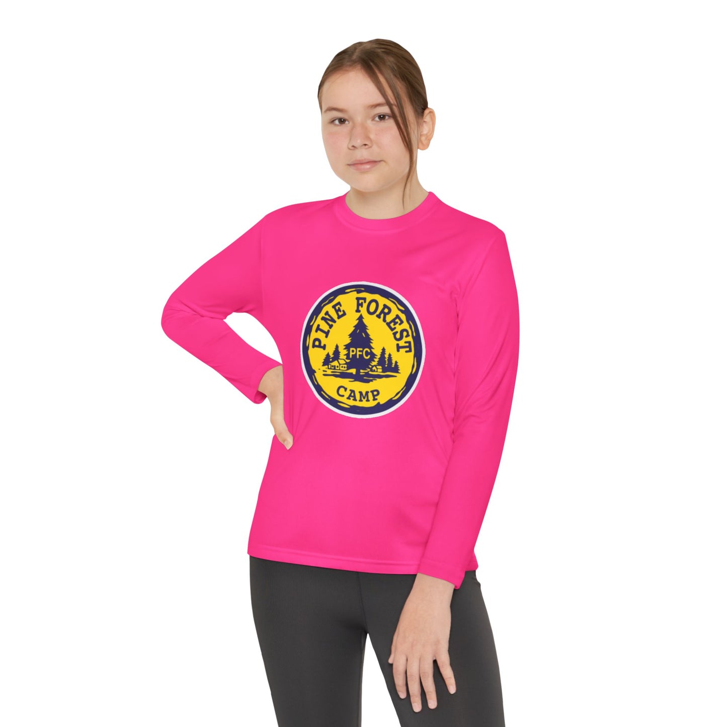 Youth Long Sleeve Tee - Pine Forest Camp Patch Design