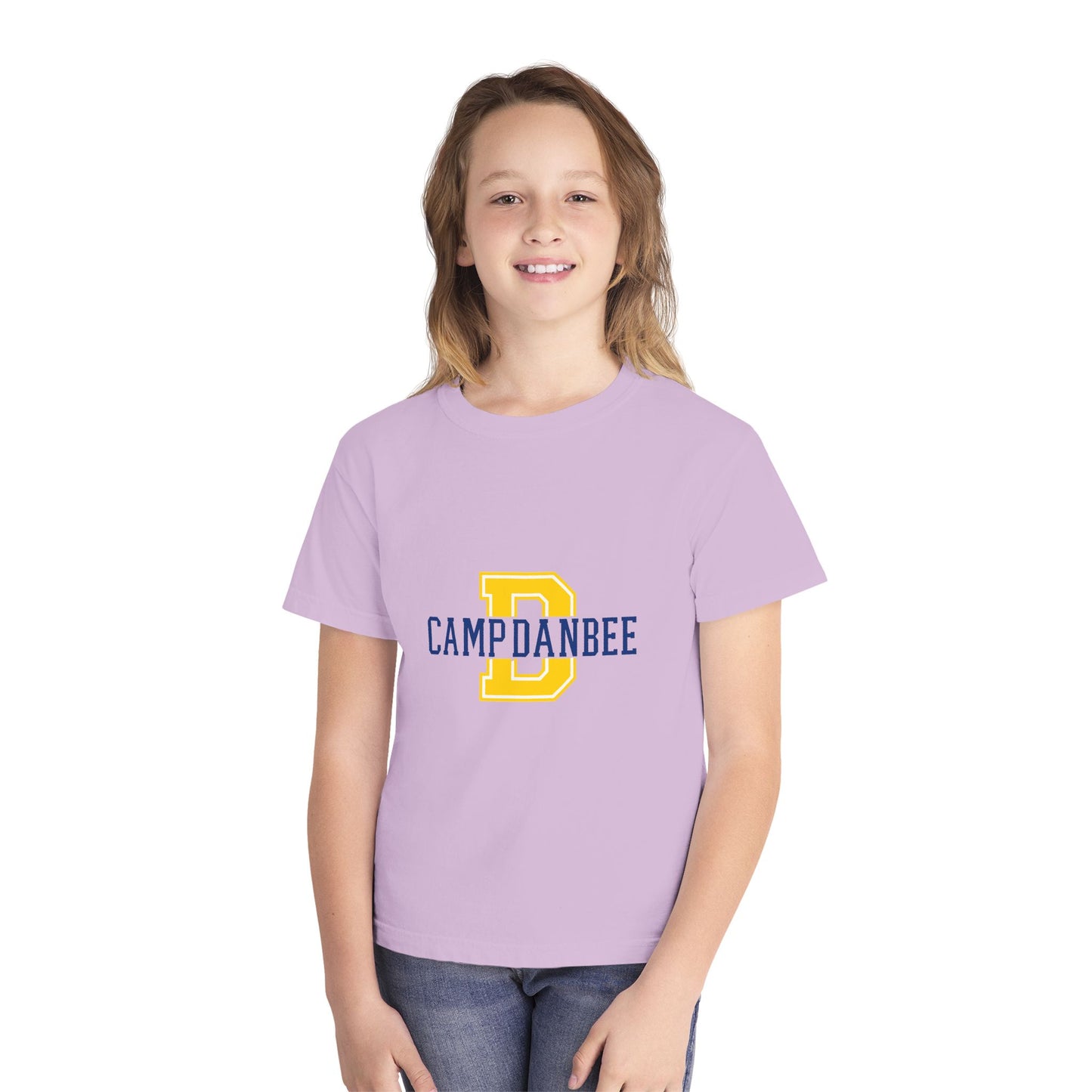 Youth T-Shirt — Camp Danbee Yellow Tee with Letter D