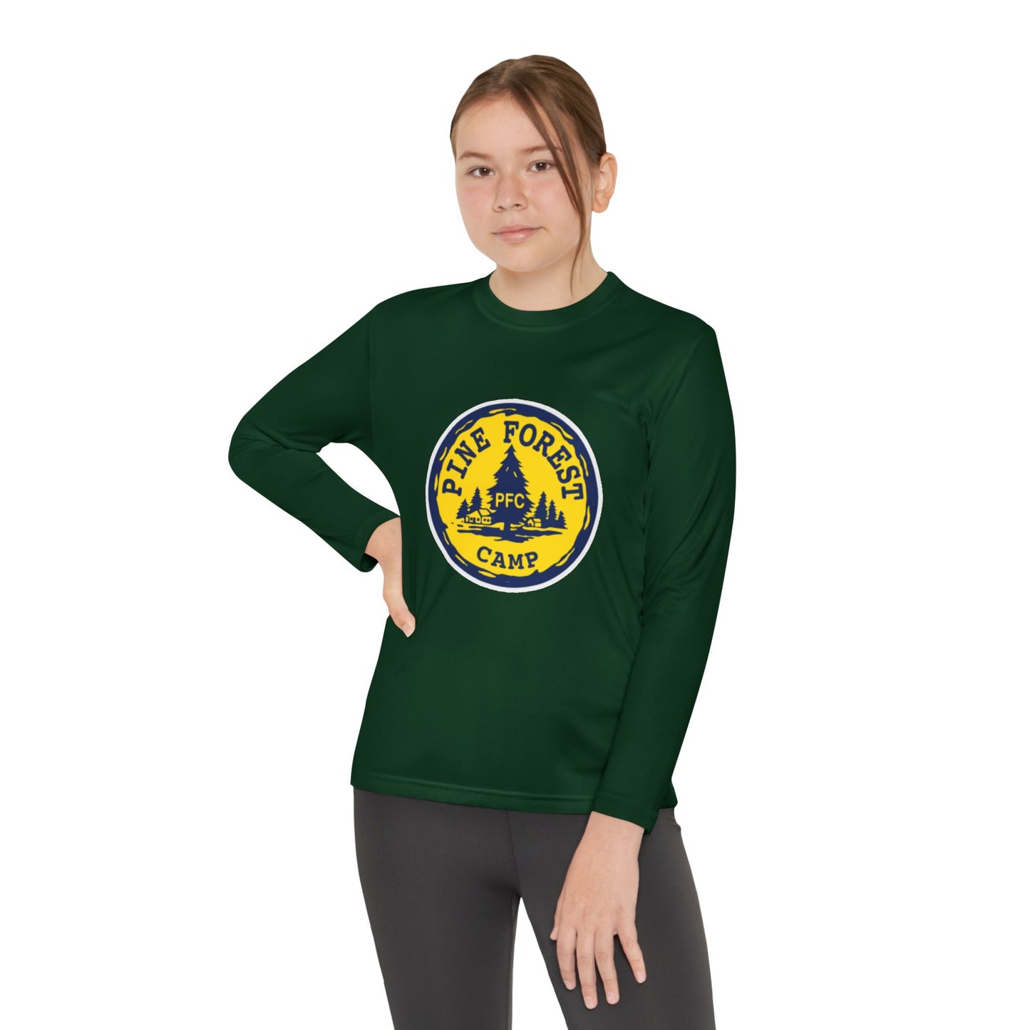 Youth Long Sleeve Tee - Pine Forest Camp Patch Design