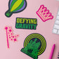 Set of 5 Wicked-themed stickers inspired by the Broadway musical, featuring vibrant designs on durable, high-quality material. Perfect for personalizing laptops, water bottles, and notebooks, or gifting to Broadway fans.