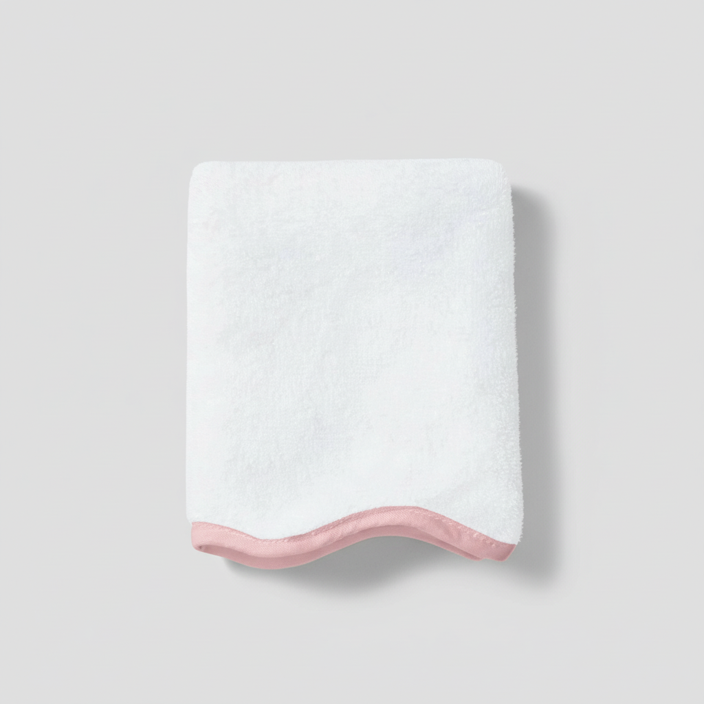 "Little Luxuries" 🤍 Scallop Pink-Piping Washcloth Set (10-Piece) by Lotus Linen