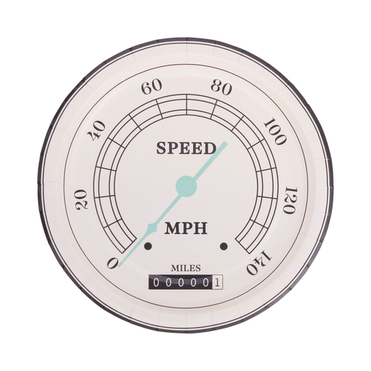 “Full Throttle” 🏎️ Speedometer Race Car Party Plates by My Mind’s Eye