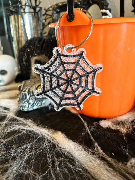 Web of Boo-tiful spiderweb acrylic Halloween gift tag