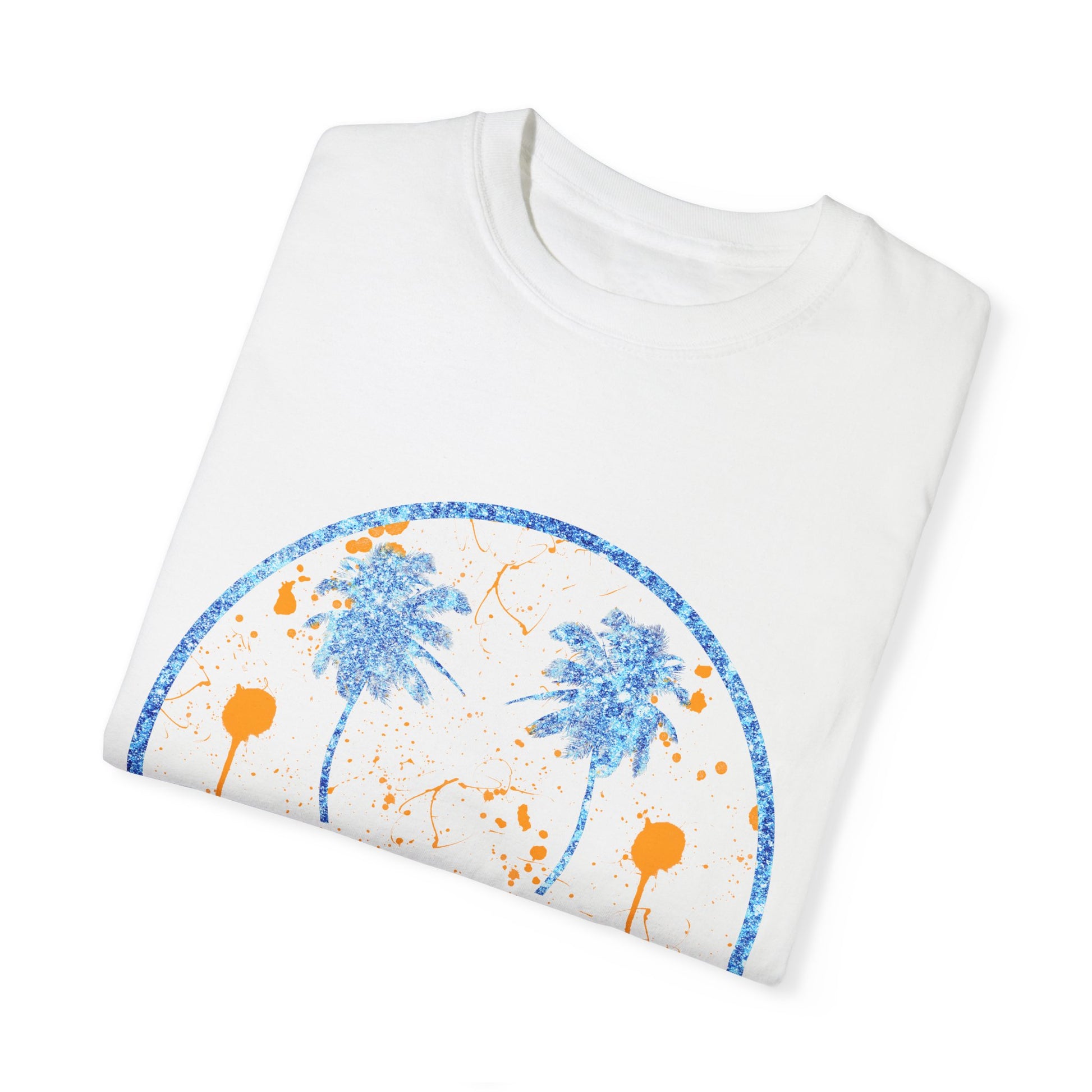 "Embrace summer vibes with our 90s Aesthetic Happy Face Paint Splatter Shirt, featuring a nostalgic design with palm tree eyes. This trendy unisex cotton tee is perfect for beach days, music festivals, and pool parties. Made from soft-washed ring-spun cotton, it offers a comfortable and relaxed fit, ideal for all-day wear. Get ready to shine in this retro-inspired shirt, designed for men, women, and teens!