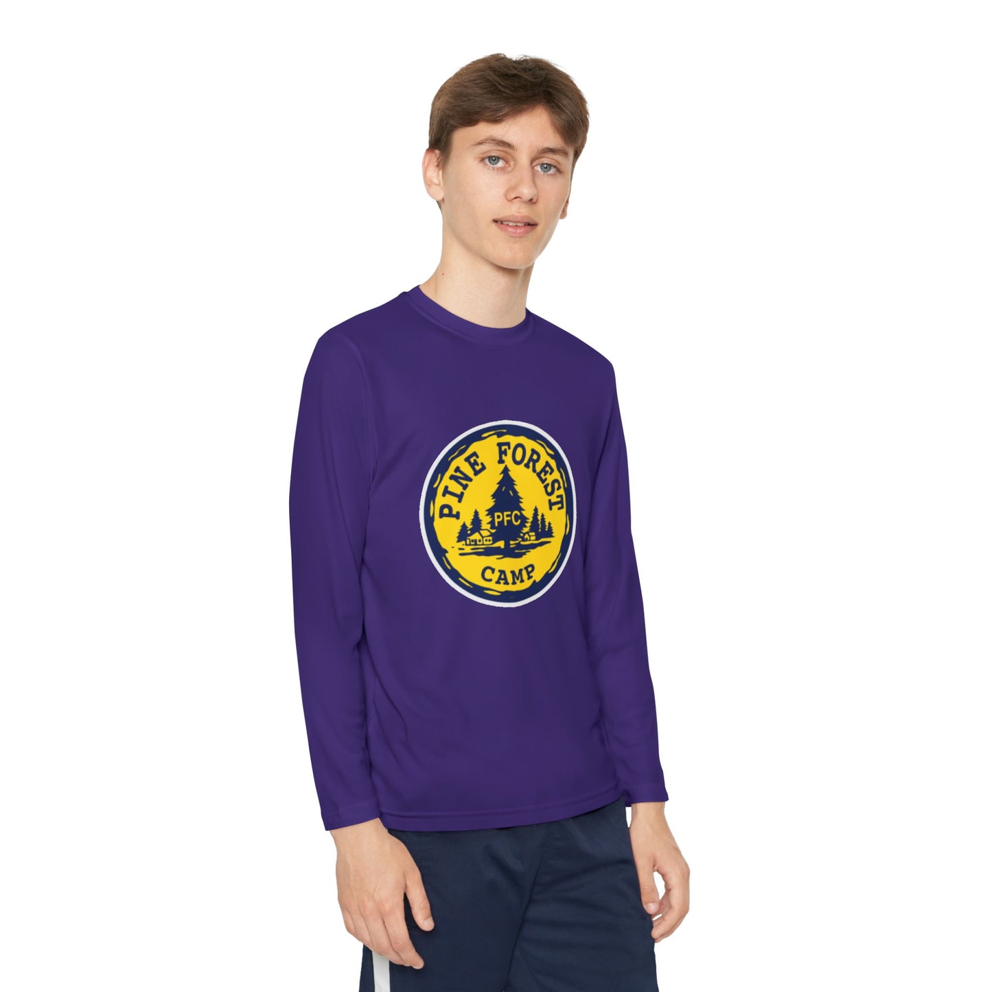 Youth Long Sleeve Tee - Pine Forest Camp Patch Design