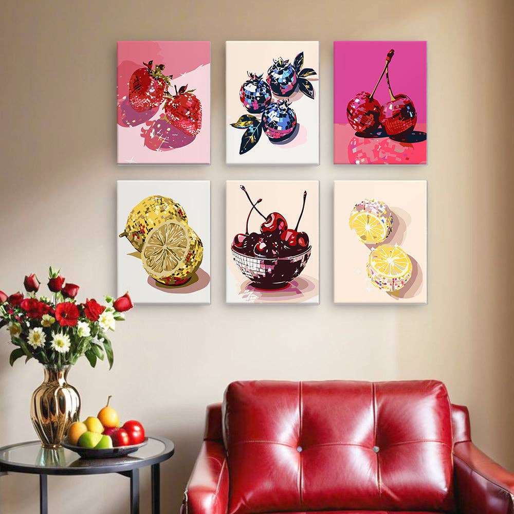 "Fruity Disco" 🍓 Mini Paint-by-Numbers 6-Pack by Paint Your Numbers