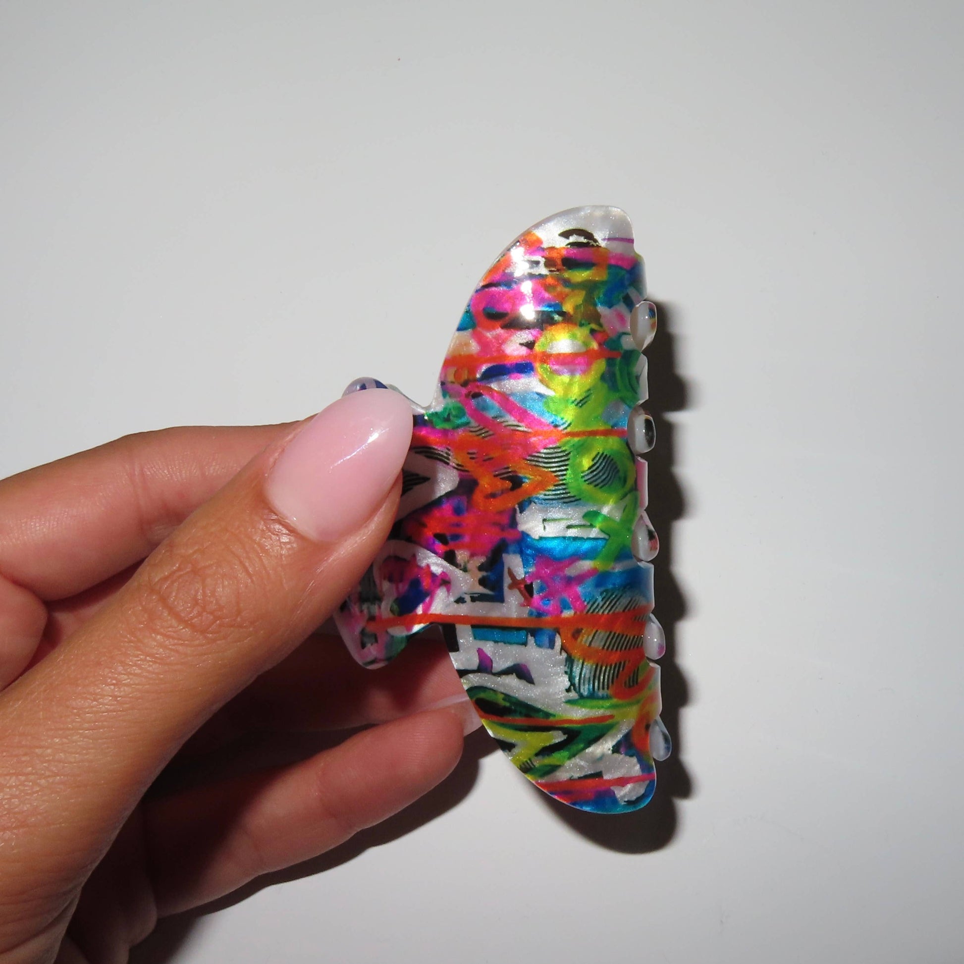 Colorful graffiti print hair clip
