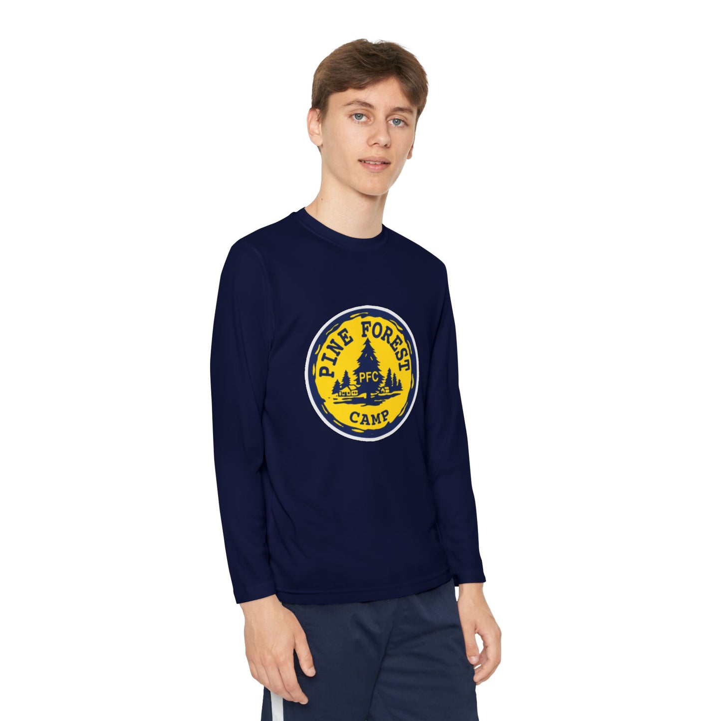 Youth Long Sleeve Tee - Pine Forest Camp Patch Design