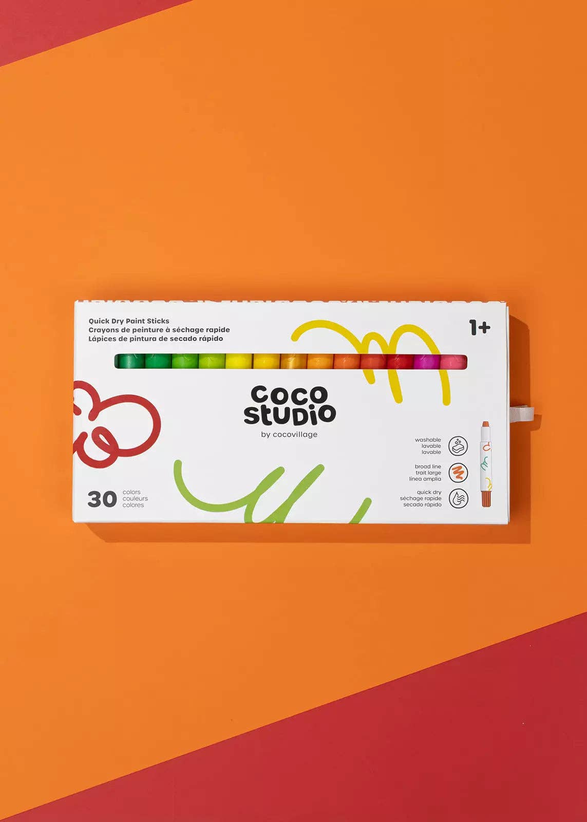 Washable paint sticks set with 24 classic colors