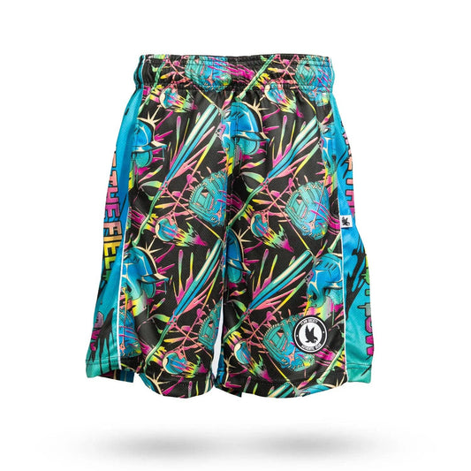 “Heat Check” ⚾ Boys Melting Baseball Print Athletic Shorts by Flow Society