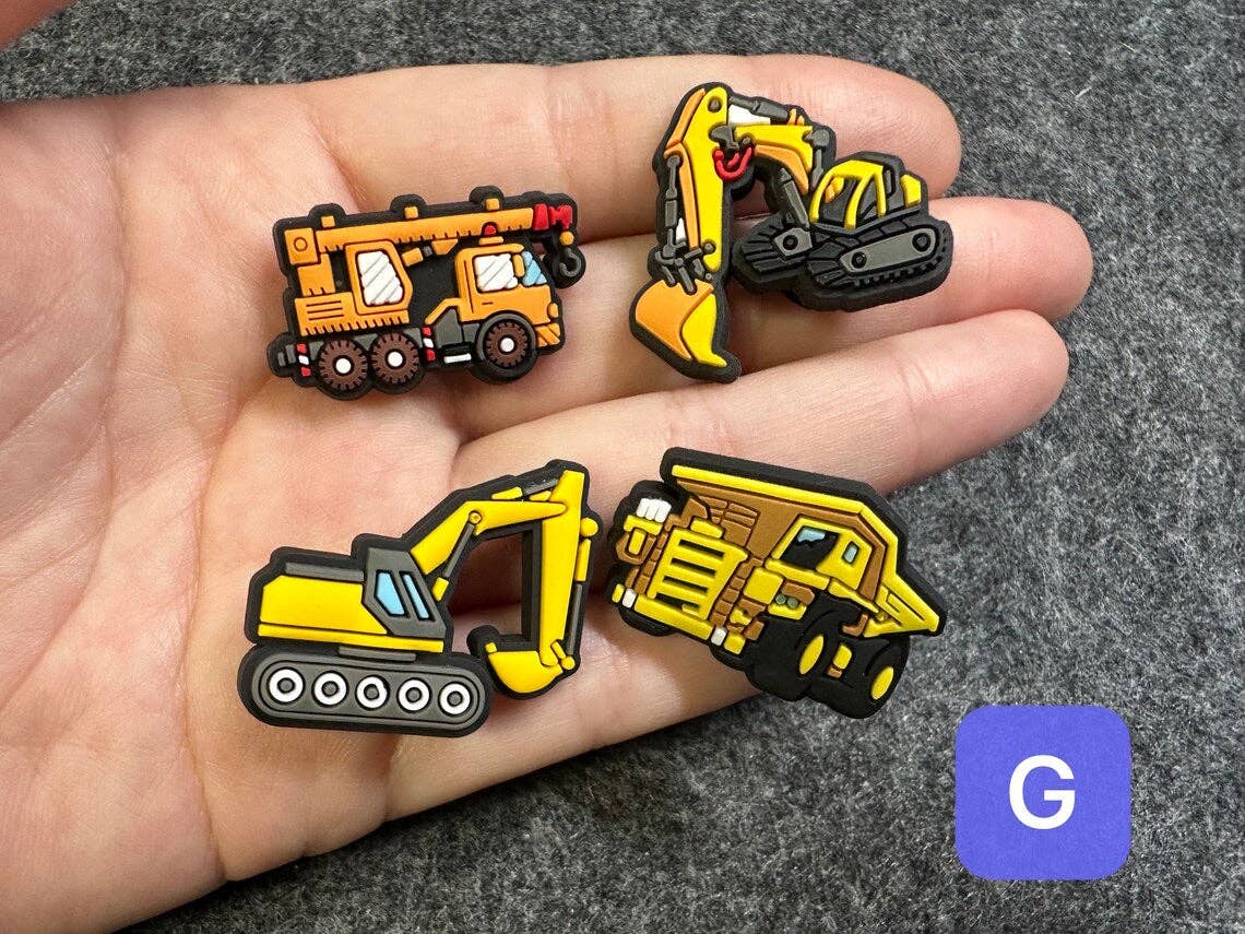 "Dig This" 🚜 Construction Vehicle Croc Charm Set (19-Pack) by JuliesDecal