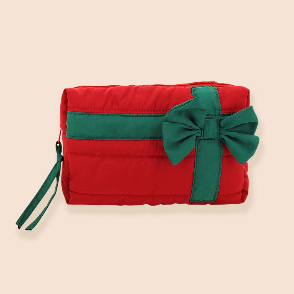 “Wrapped Up” 🎀 Quilted Bow Cosmetic Pouch in Pink by CGO