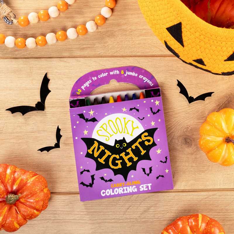 Kids Halloween activity book with crayons