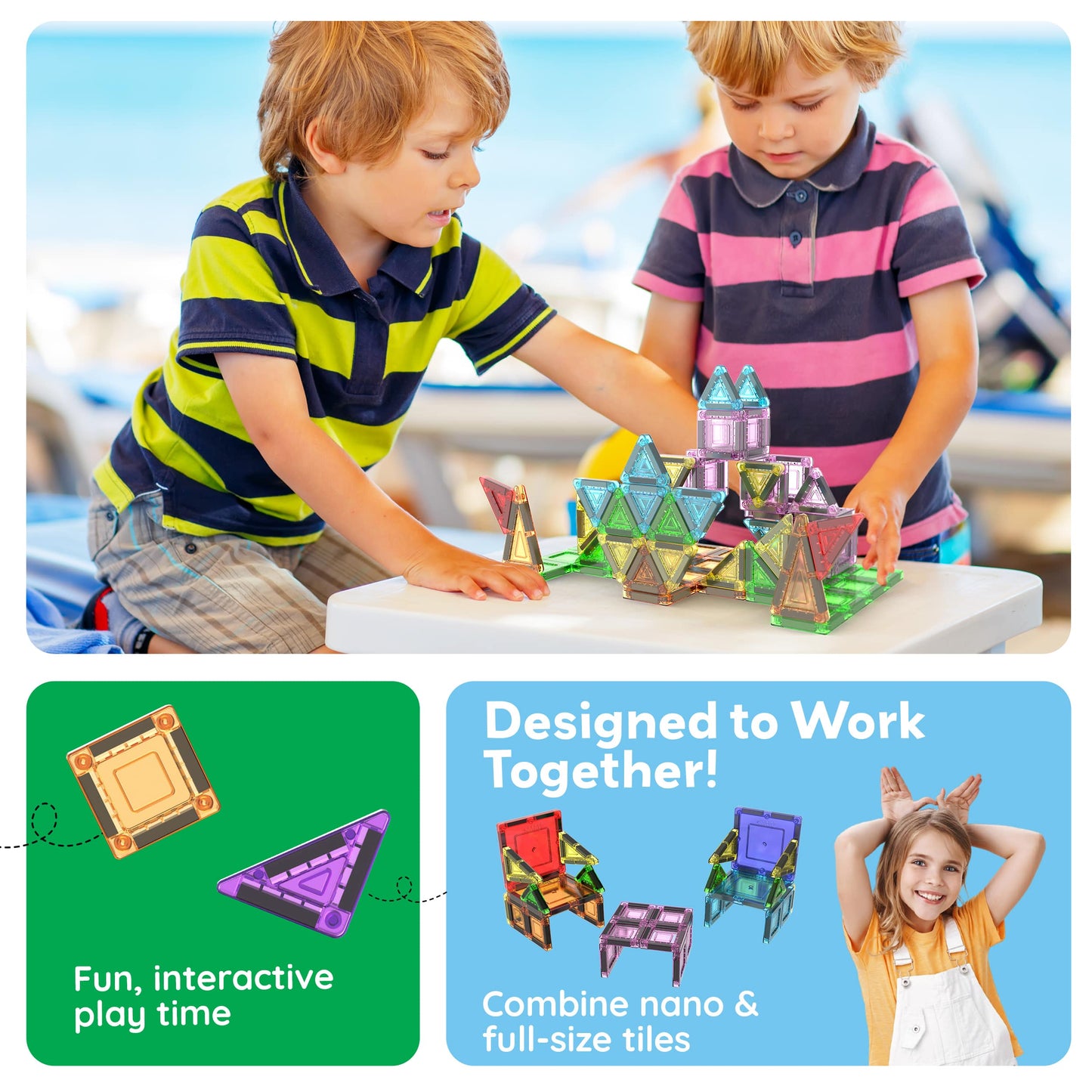 Portable creative building toy for toddlers 3+