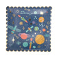 Space pattern square plates with gold foil, 9 inches, 8-pack, perfect for space-themed parties.