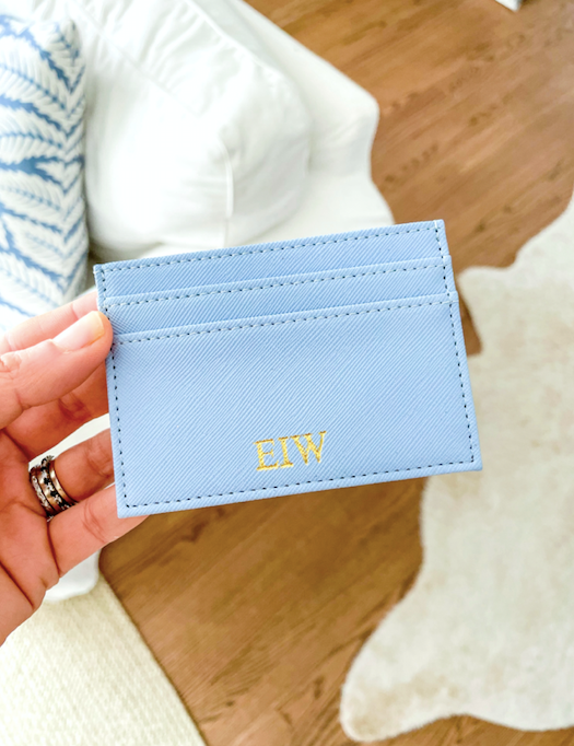 Personalized mini wallet, slim card holder, gold emboss, compact stylish wallet 3x4 inches