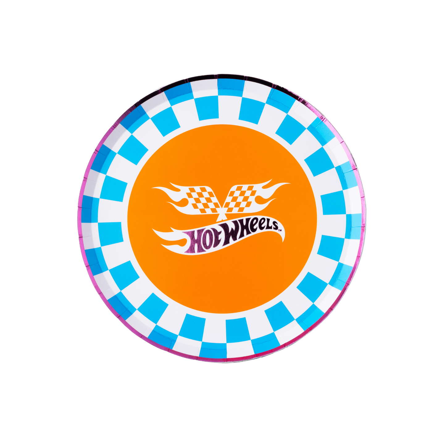"Pit Stop" 🏁 Hot Wheels™ Blue Checker Small Party Plates (8 ct) by Bonjour Fête