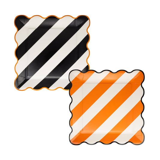 “Earning Your Stripes” 🖤 Halloween Striped Paper Plates (8 Count, 10") by My Mind's Eye